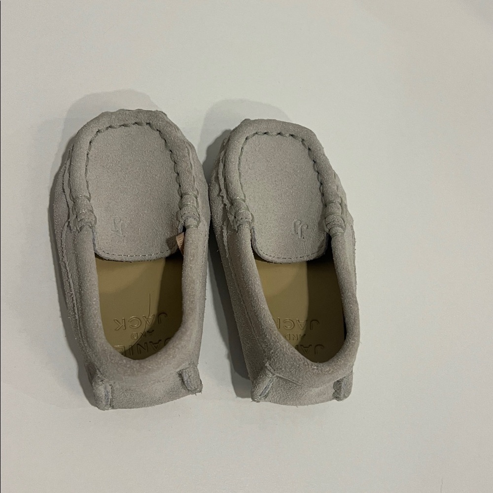 Janie and Jack Light Gray Suede Moccasins